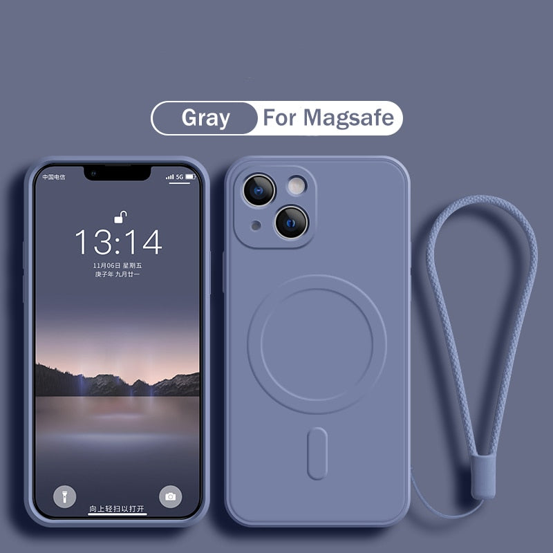 Capinha MagSafe iPhone 13 Mini Silicone Azul ✔️